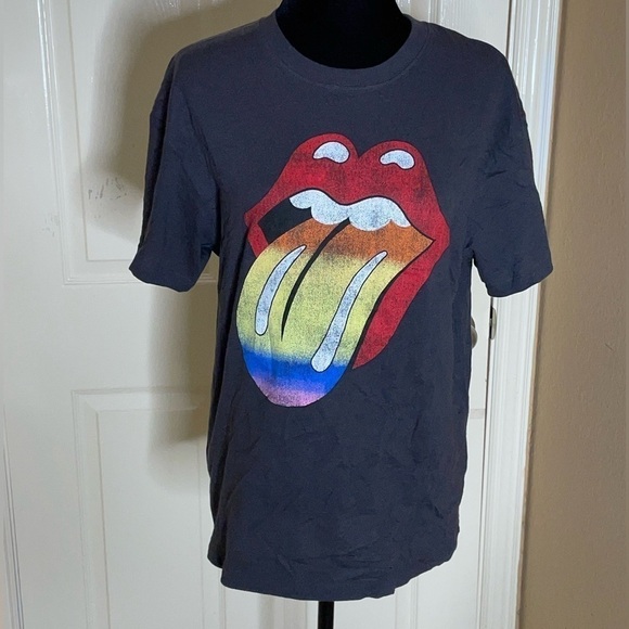 H&M Women's Casual The Rolling Stones Logo Gray Short Sleeve T-Shirt Top Small - Picture 4 of 11